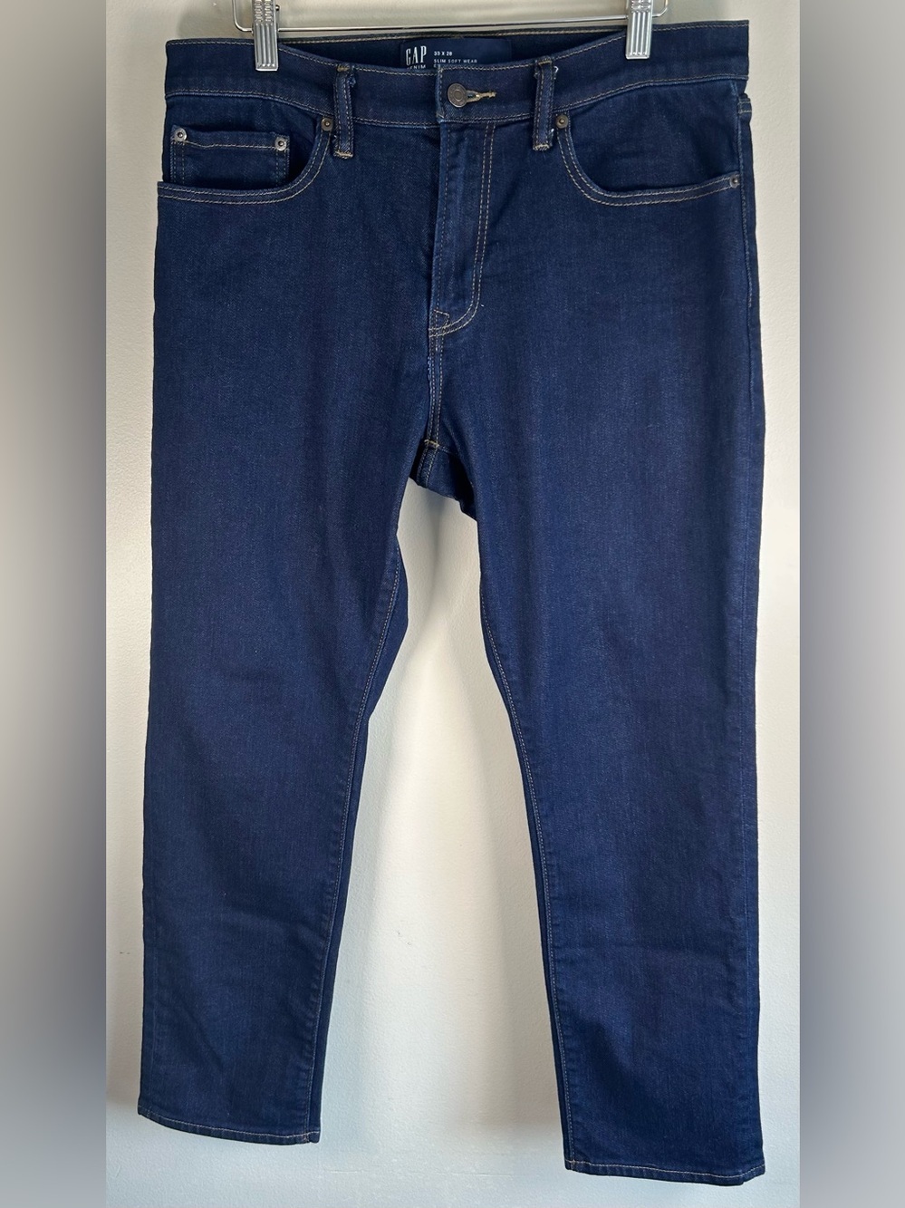 Gap Soft Wear Flex Slim Fit Men's Jeans 33X28 Dark Blue Wash Lightweight NWOT